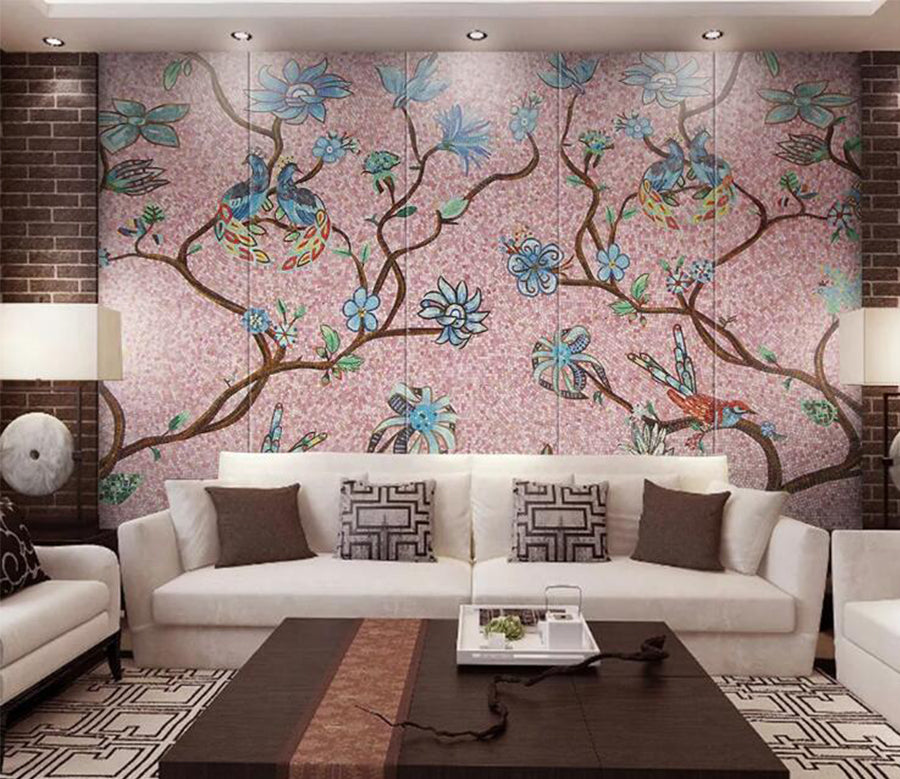 3D Blue Flowers WC140 Wall Murals