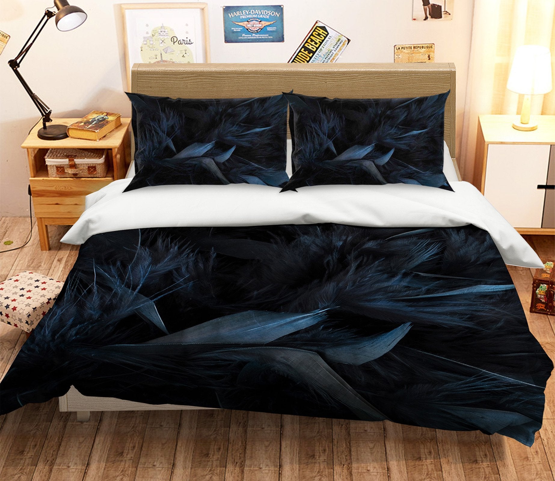 3D Black Fluff 005 Bed Pillowcases Quilt Wallpaper AJ Wallpaper 