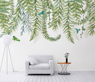 3D Vine Green Bird WC469 Wall Murals