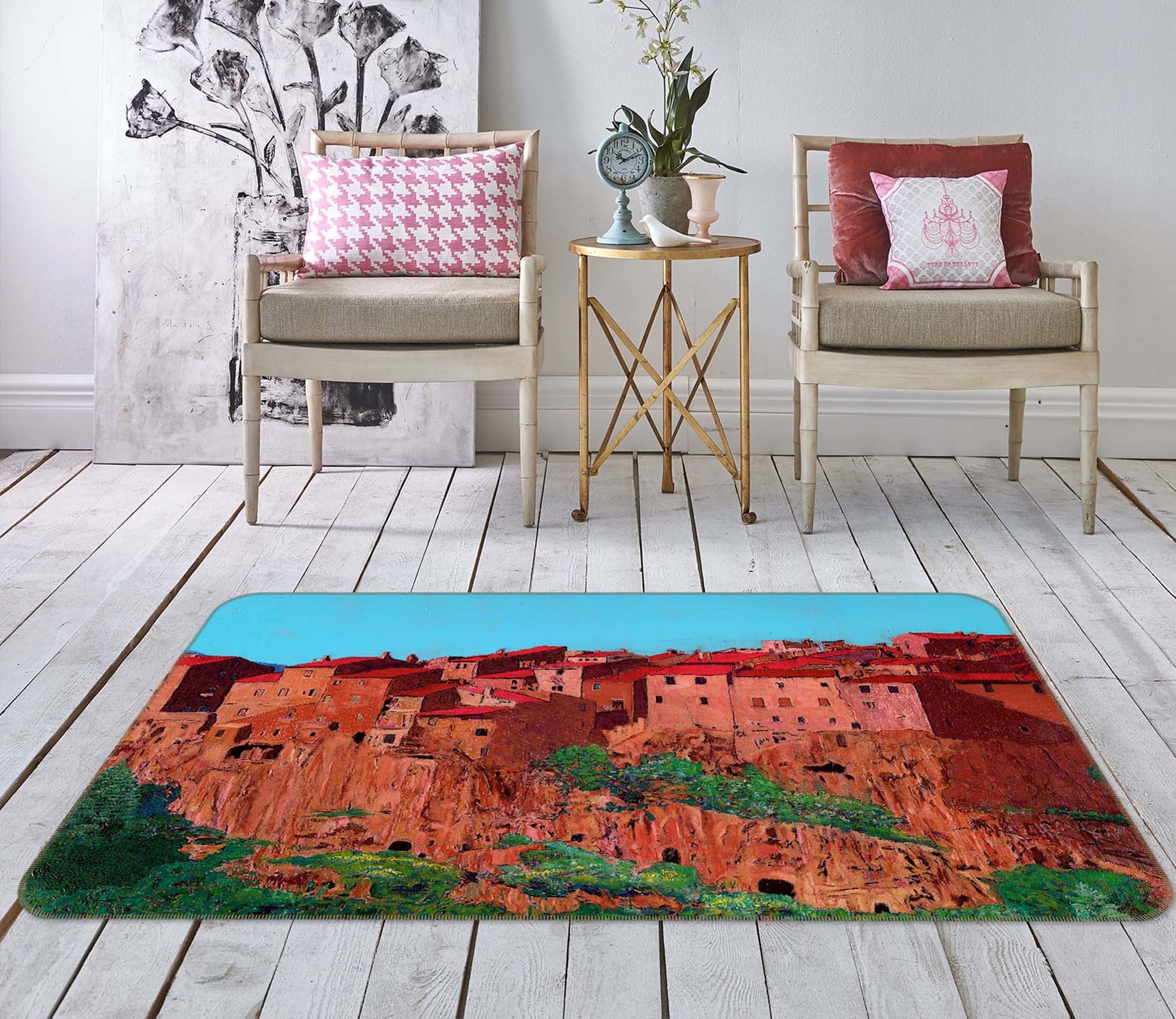 3D Pitigliano Village 1001 Allan P. Friedlander Rug Non Slip Rug Mat