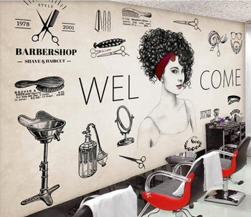 3D Curly Girl 1561 Wall Murals