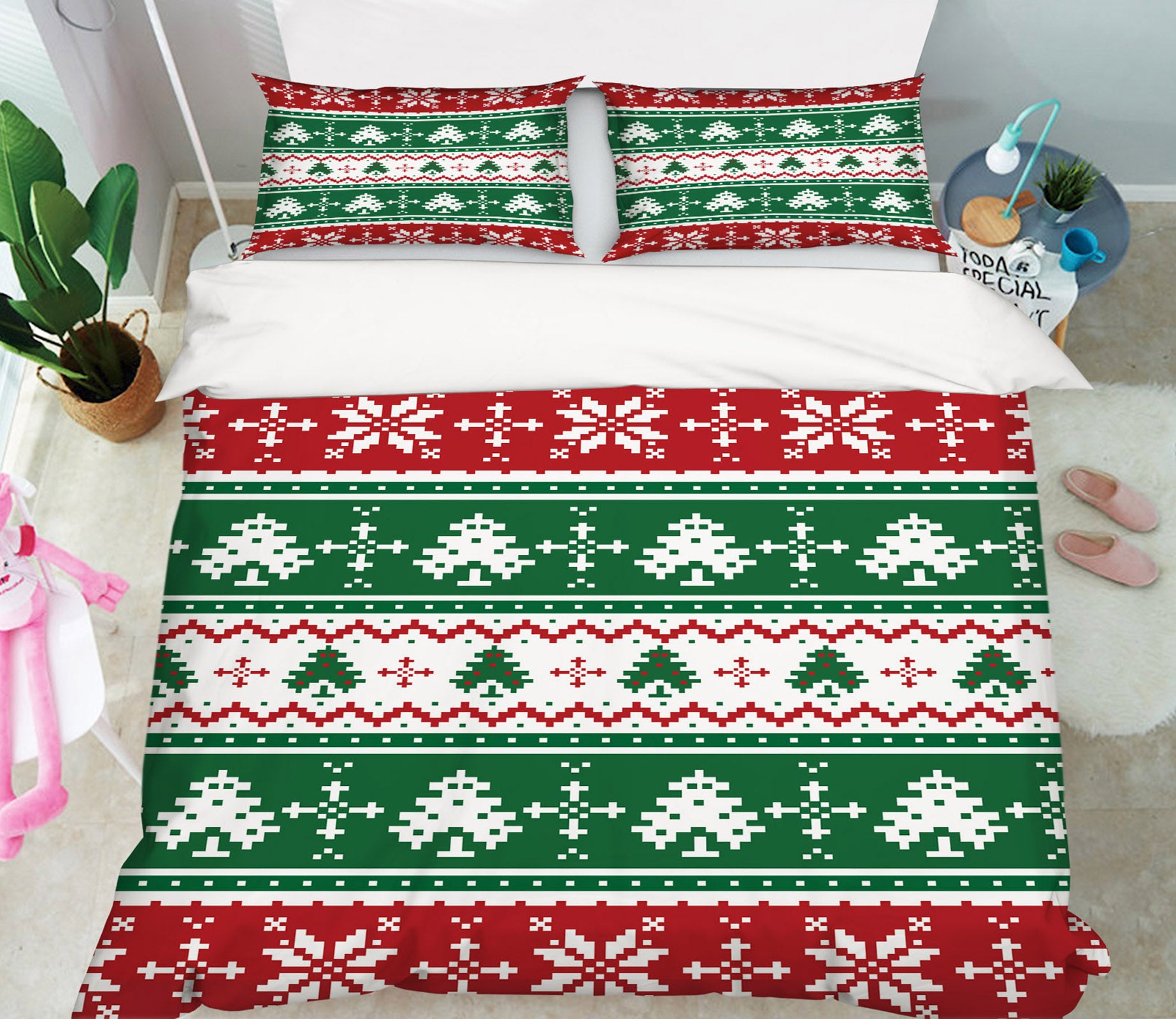 3D Tree Snowflake Pattern 53046 Christmas Quilt Duvet Cover Xmas Bed Pillowcases