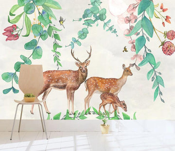 3D Deer's Family 2076 Wall Murals