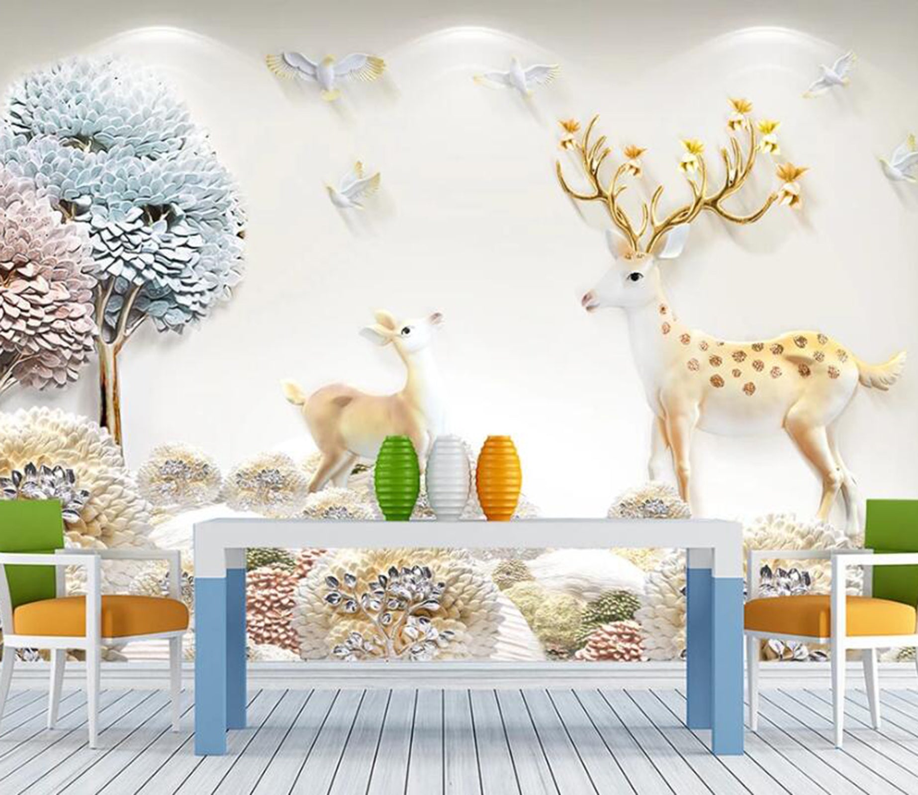 3D Deer Forest WC98 Wall Murals Wallpaper AJ Wallpaper 2 