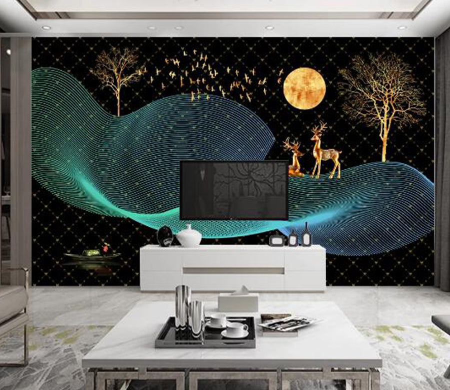 3D Moon Bird Tree WC2324 Wall Murals