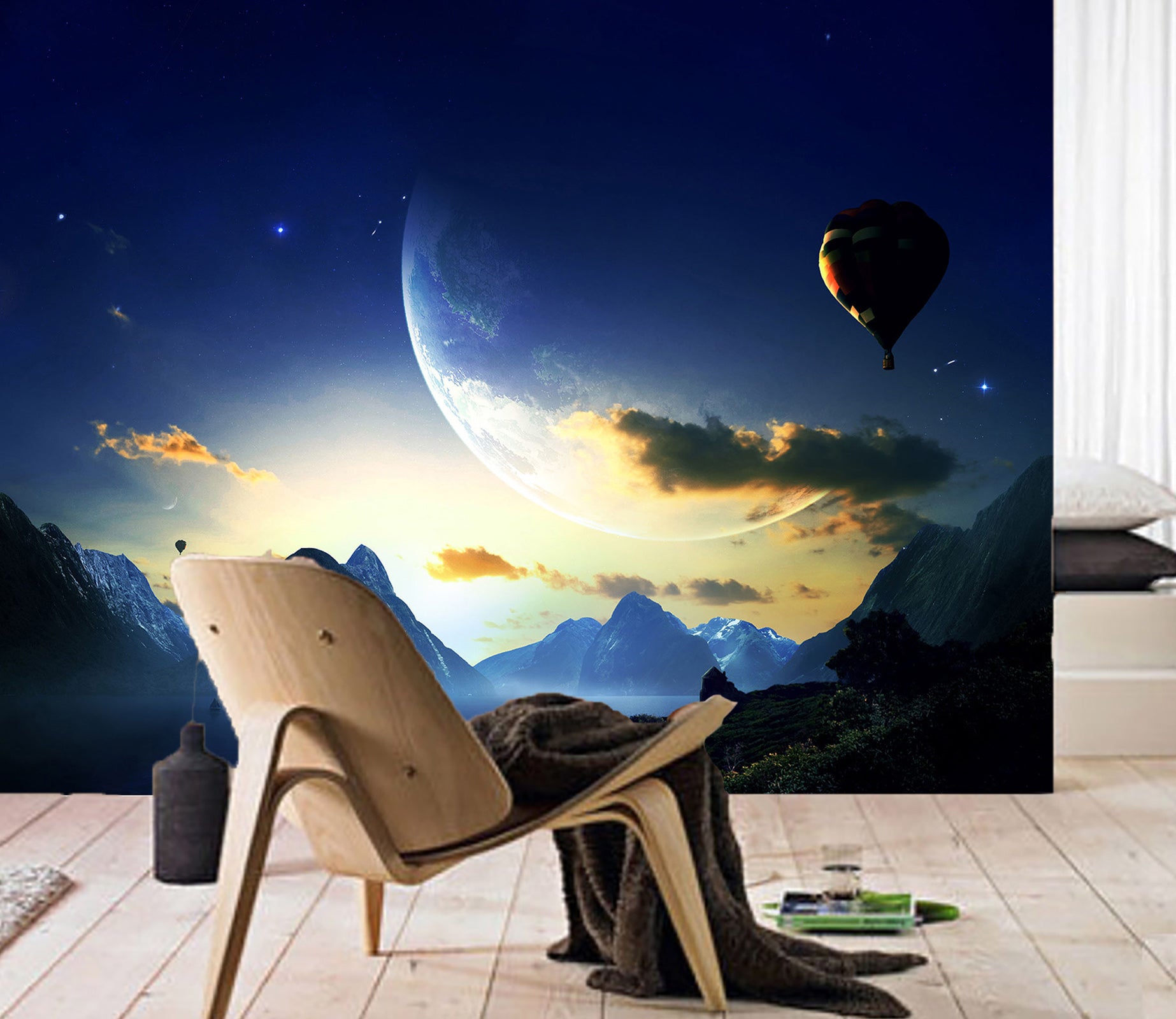 3D Starry Sky Moon 026 Wall Murals