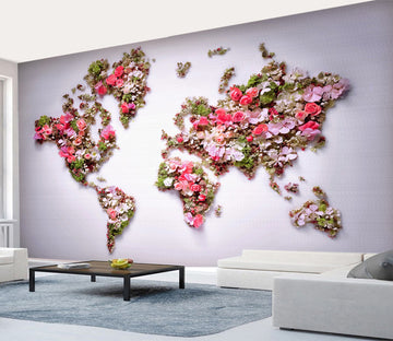 3D Flower Map WG080 Wall Murals