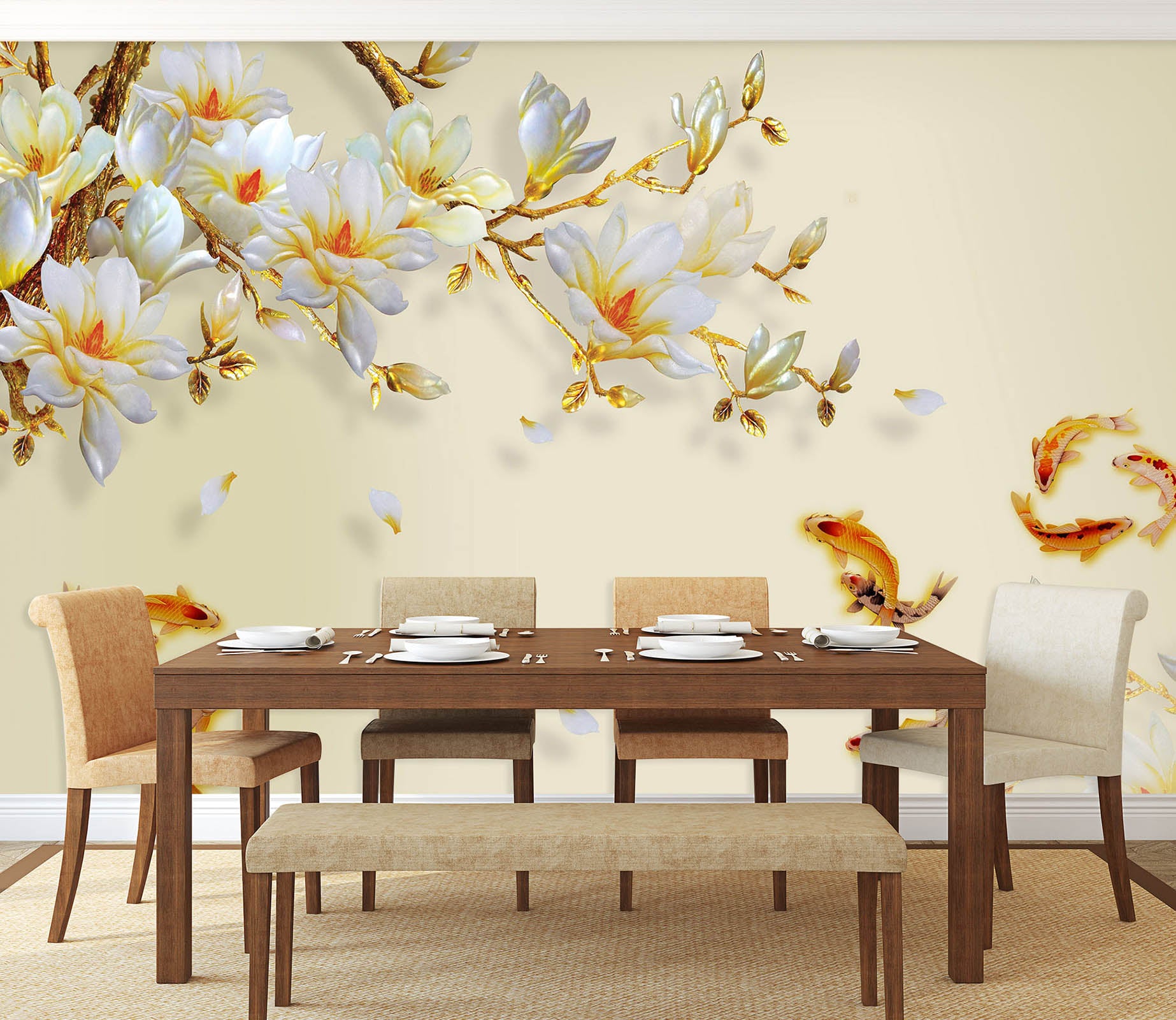 3D Flower Fish 1603 Wall Murals