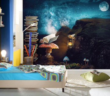 3D Mushroom Book Moon 5219 Beth Sheridan Wall Mural Wall Murals