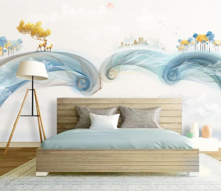 3D Golden Forest WC2163 Wall Murals