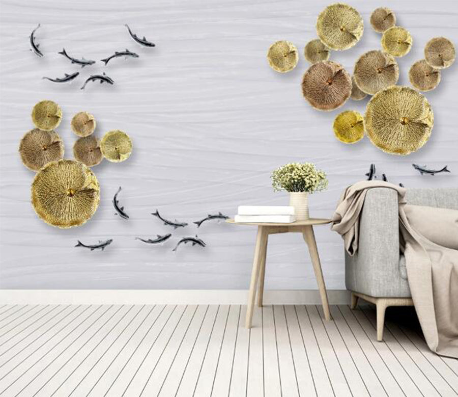 3D Black Goldfish WC1242 Wall Murals