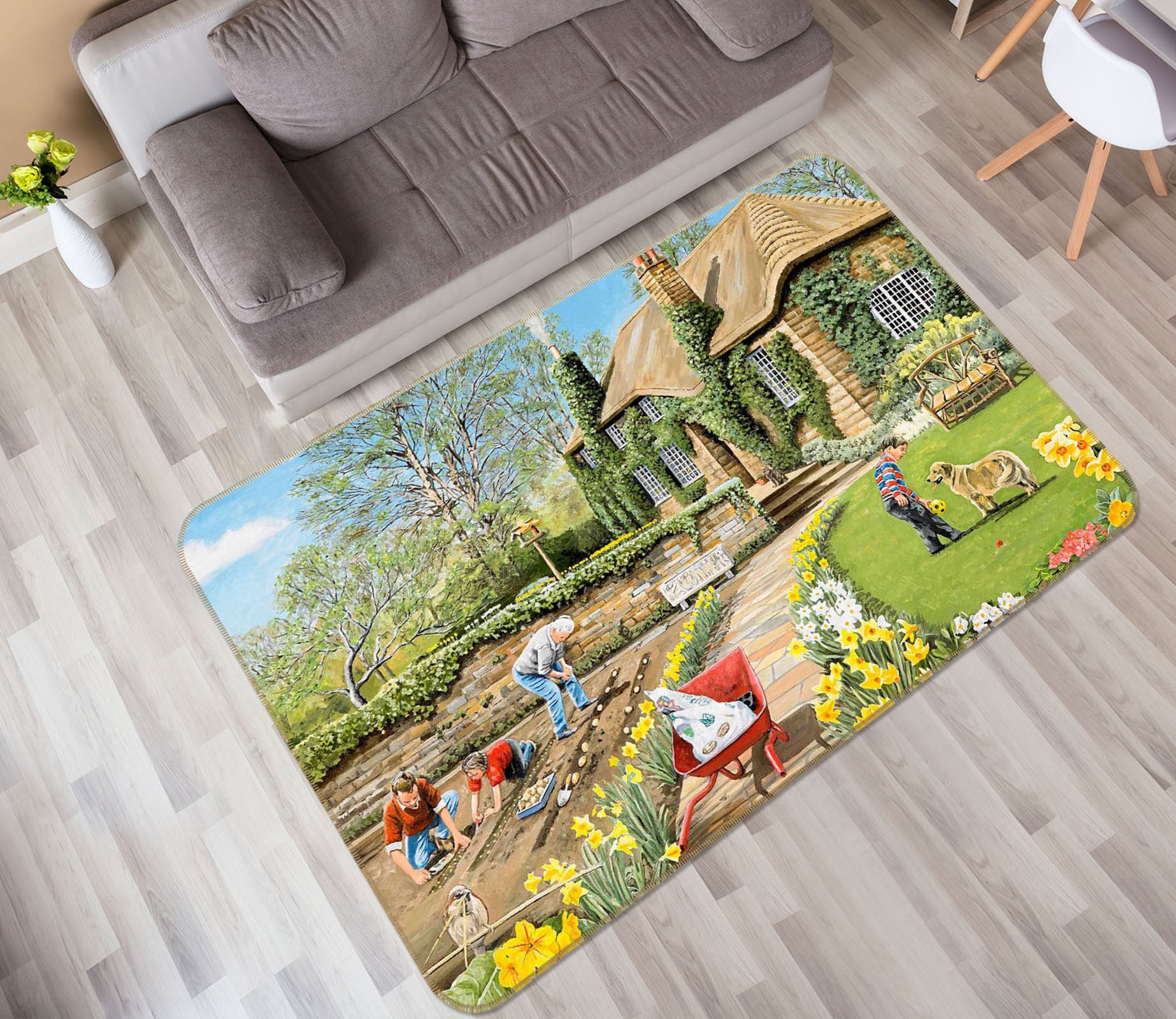 3D Spring Gardening 1101 Trevor Mitchell Rug Non Slip Rug Mat