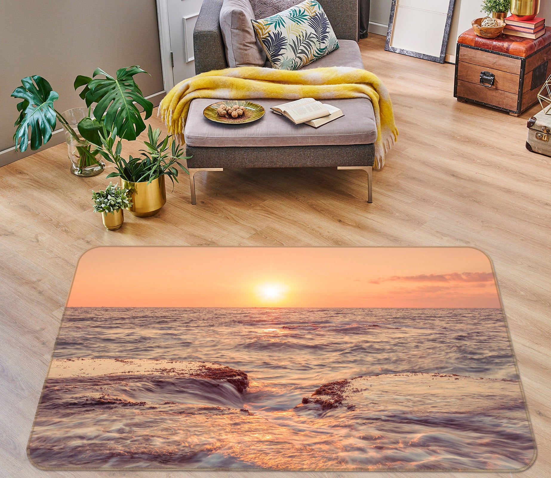 3D Dusk Sea Level 135 Assaf Frank Rug Non Slip Rug Mat