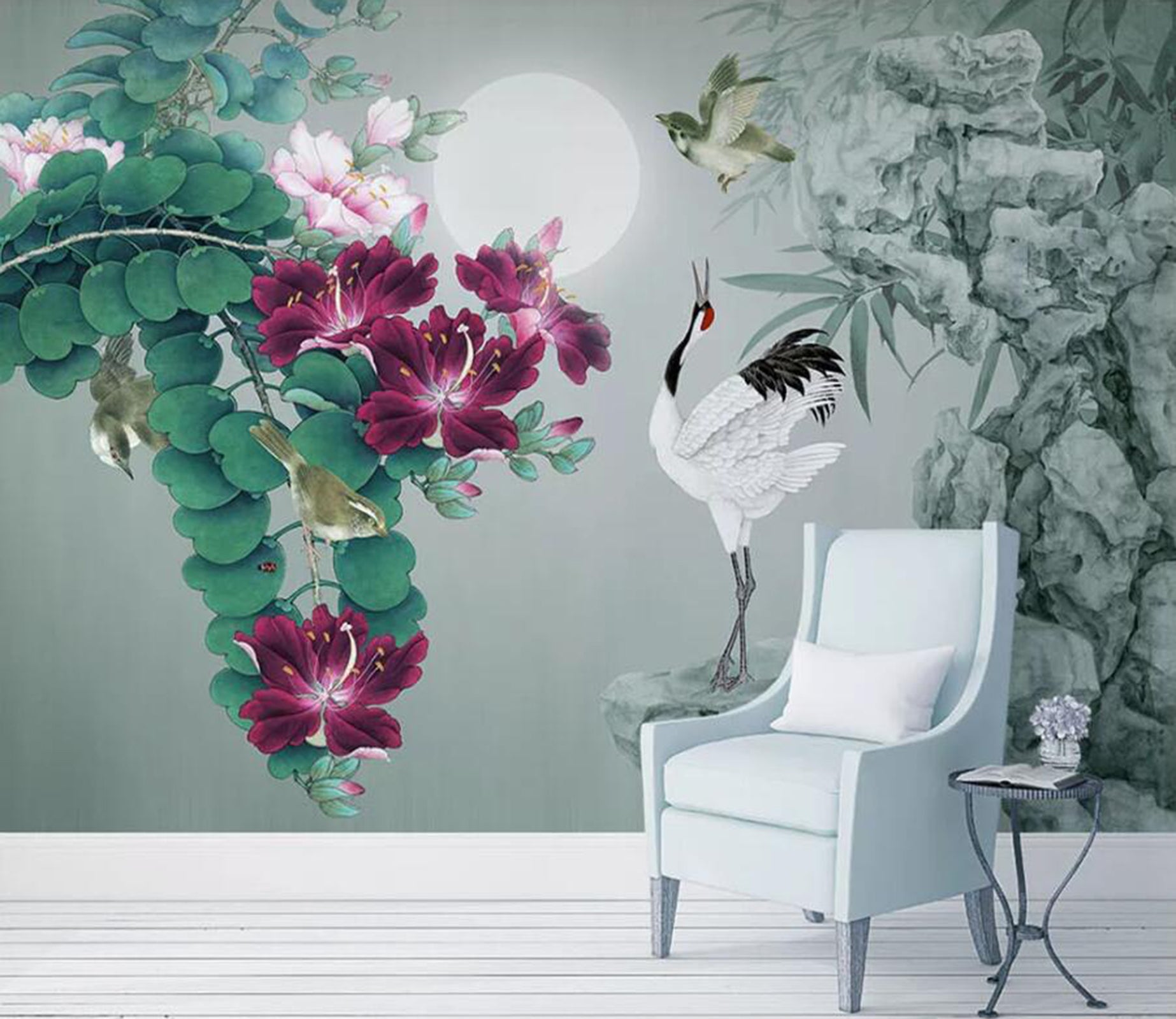 3D Flower Bird WC63 Wall Murals Wallpaper AJ Wallpaper 2 