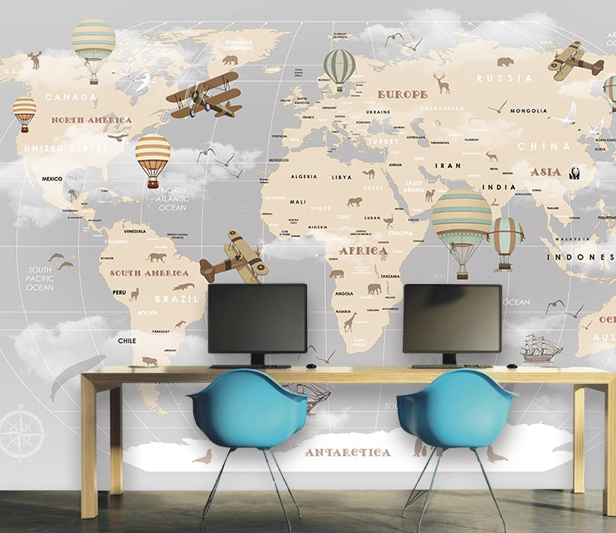 3D Balloon Map 2080 Wall Murals