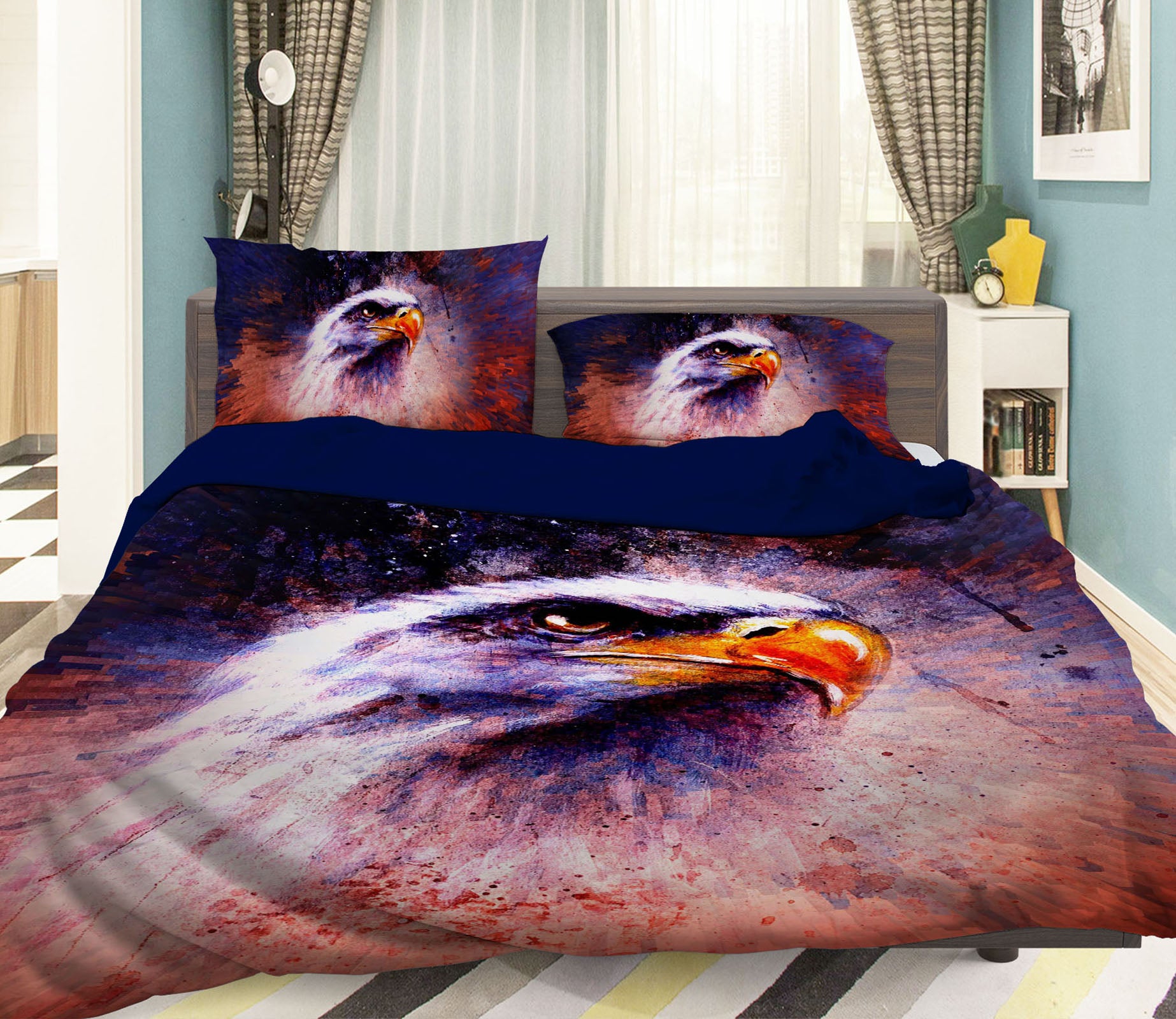 3D Red Eagle 117 Bed Pillowcases Quilt