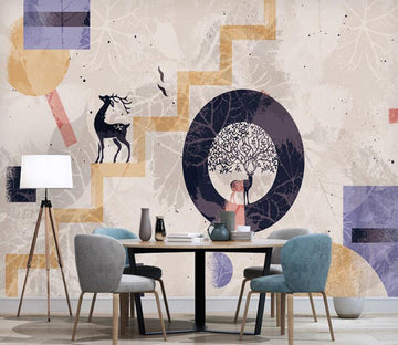 3D Deer On The Yellow Ladder 2577 Wall Murals