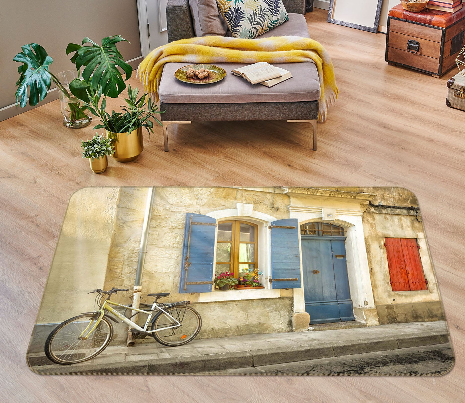 3D Retro Bicycle 1056 Marco Carmassi Rug Non Slip Rug Mat