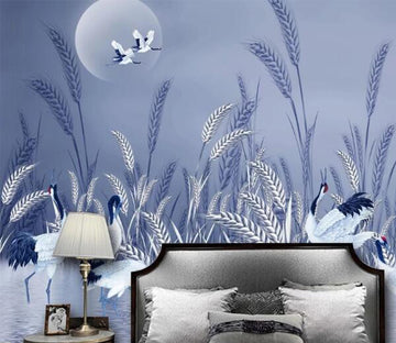 3D Moon Crane WC920 Wall Murals