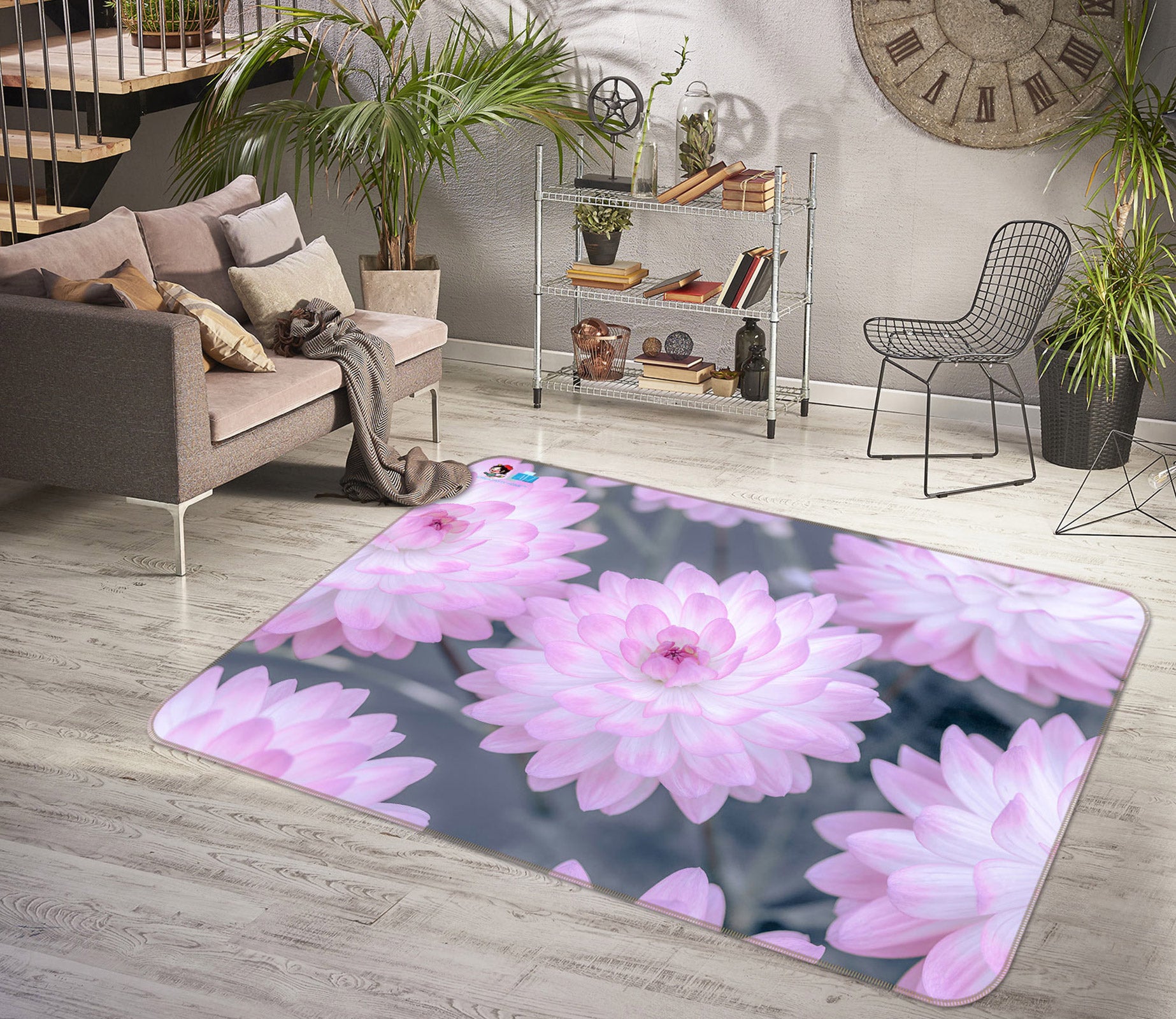 3D Pink Flower 6810 Assaf Frank Rug Non Slip Rug Mat