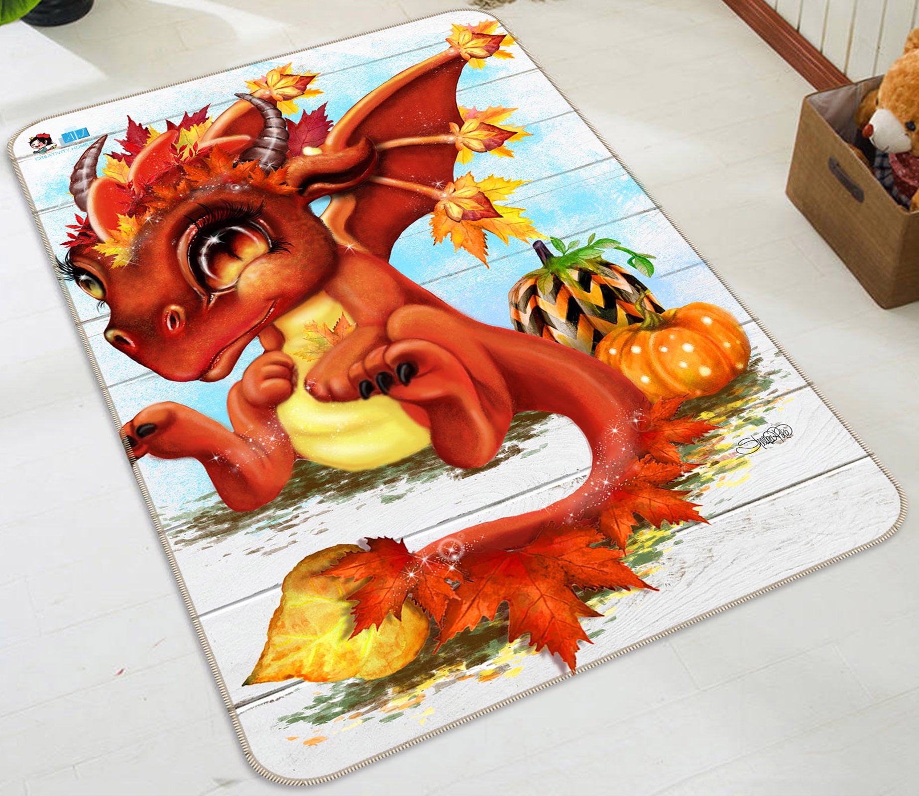 3D Pumpkin Dragon 8521 Sheena Pike Rug Non Slip Rug Mat