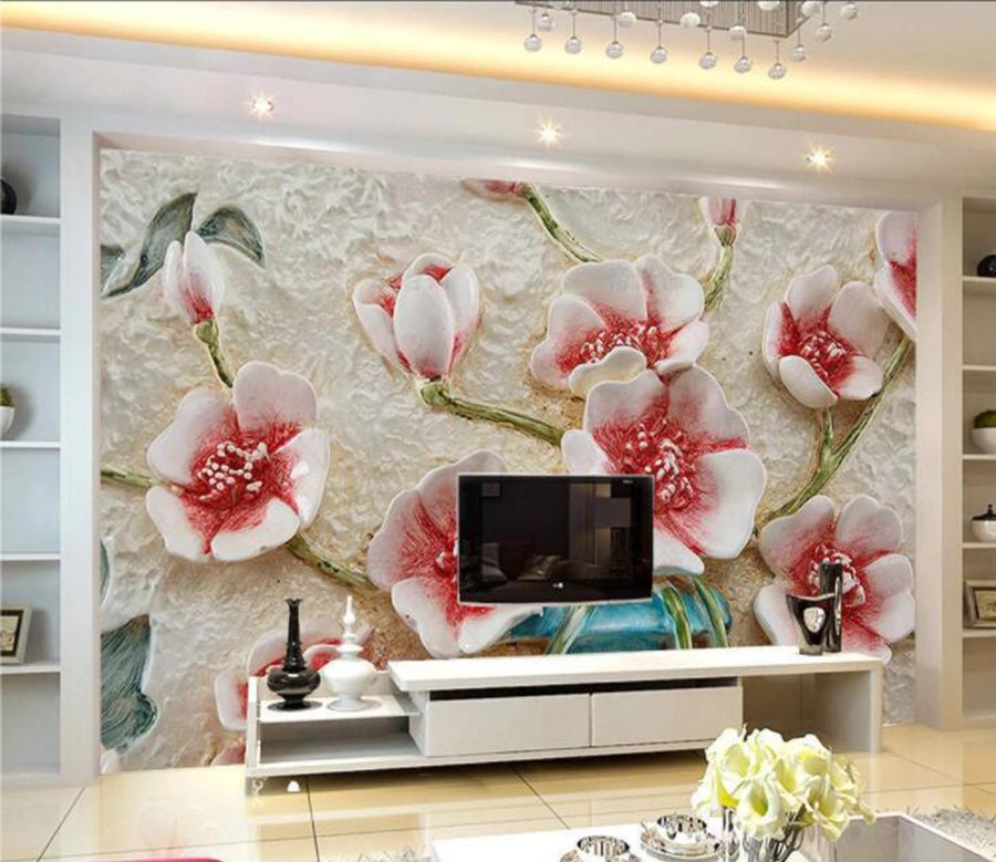 3D Carved Plum WC852 Wall Murals