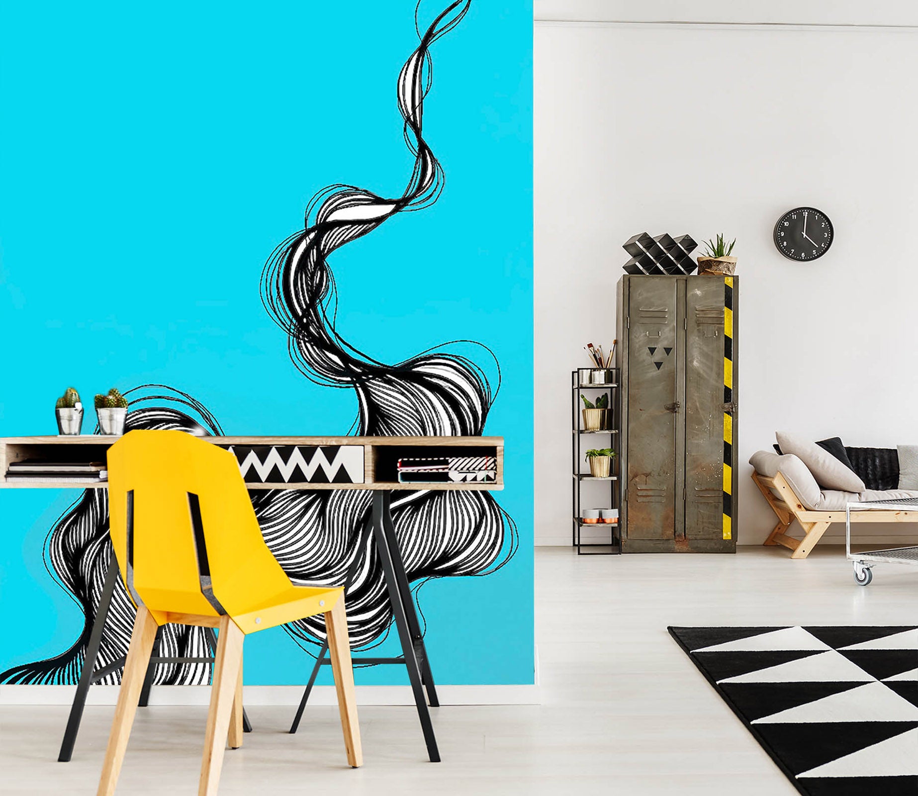 3D Black Lines 1281 Jacqueline Reynoso Wall Mural Wall Murals