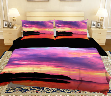 3D Purple Sunset Lake 046 Bed Pillowcases Quilt