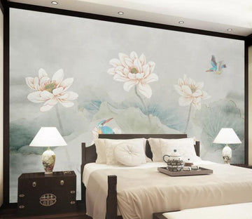 3D Lotus Bird WC1974 Wall Murals