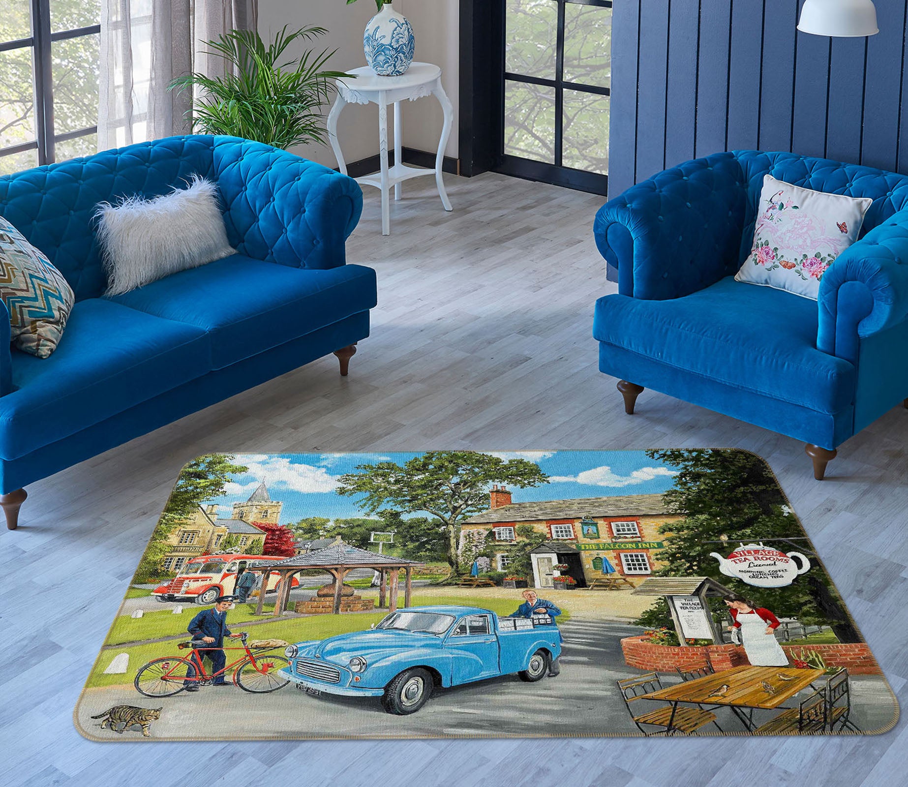 3D The Village Tearooms 1126 Trevor Mitchell Rug Non Slip Rug Mat