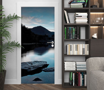 3D Lake Mountain Shadow 10673 Assaf Frank Door Mural