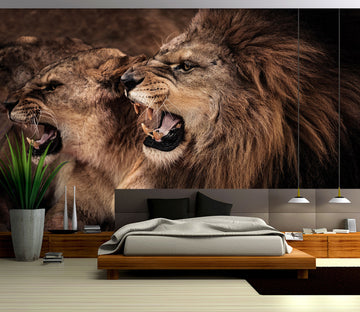 3D Lion Fierce 311 Wall Murals