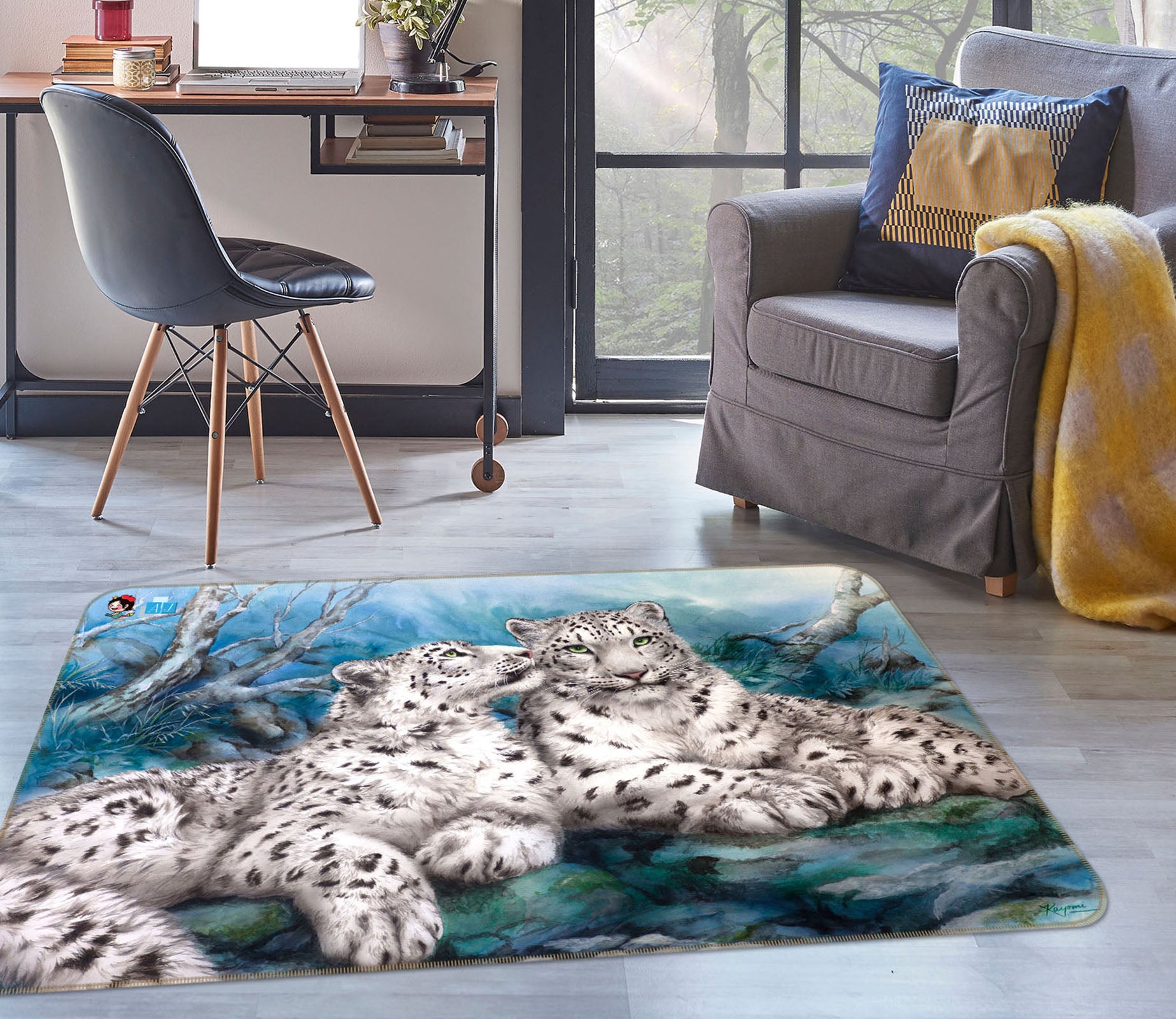 3D White Tiger 5647 Kayomi Harai Rug Non Slip Rug Mat