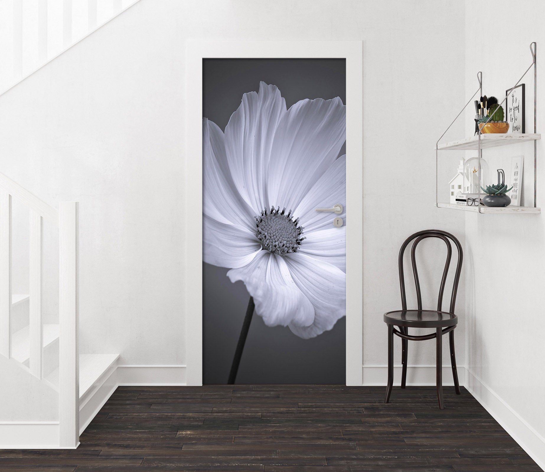 3D Grey Flowers 10659 Assaf Frank Door Mural