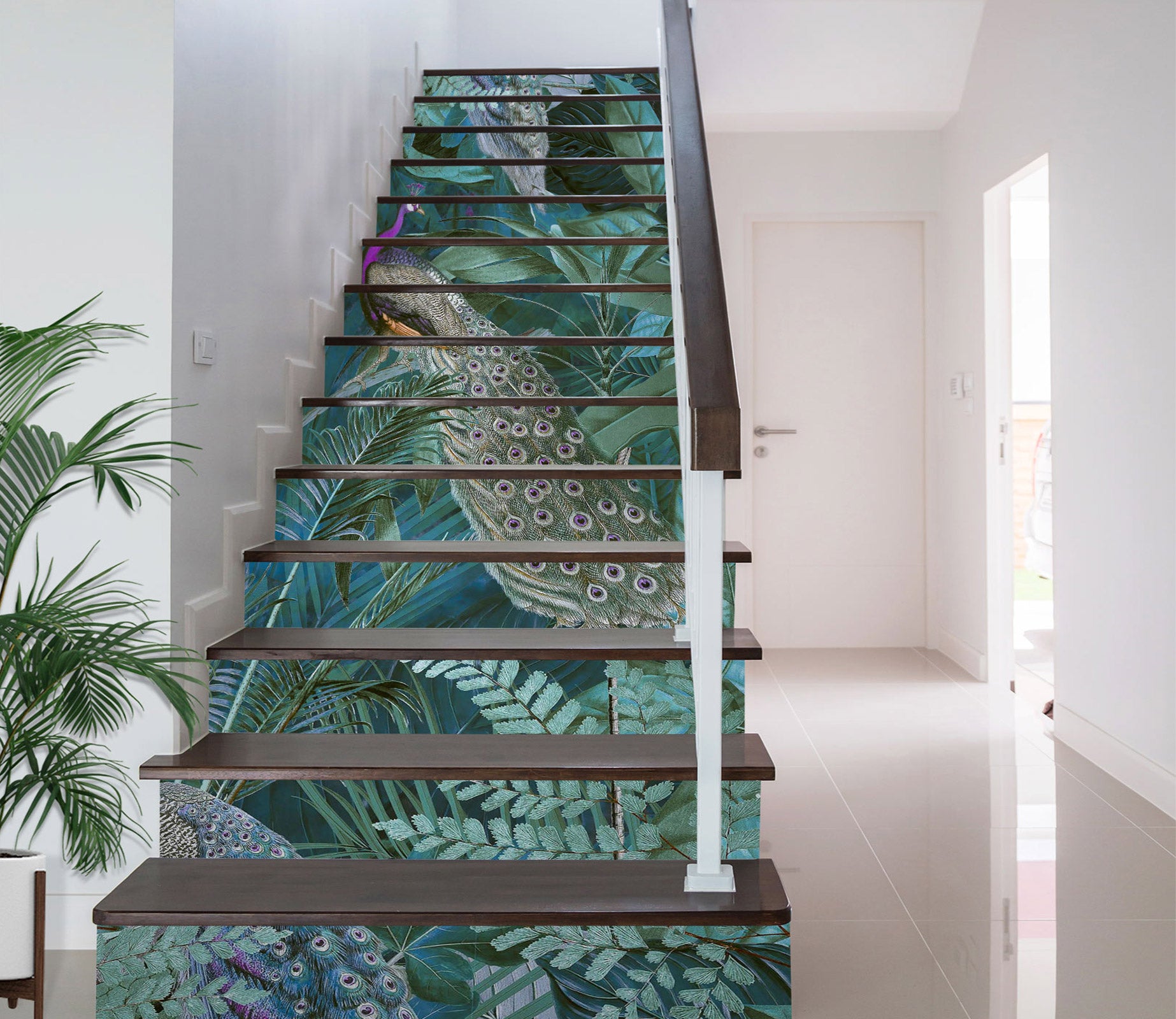 3D Green Peacock Grove 10467 Andrea Haase Stair Risers