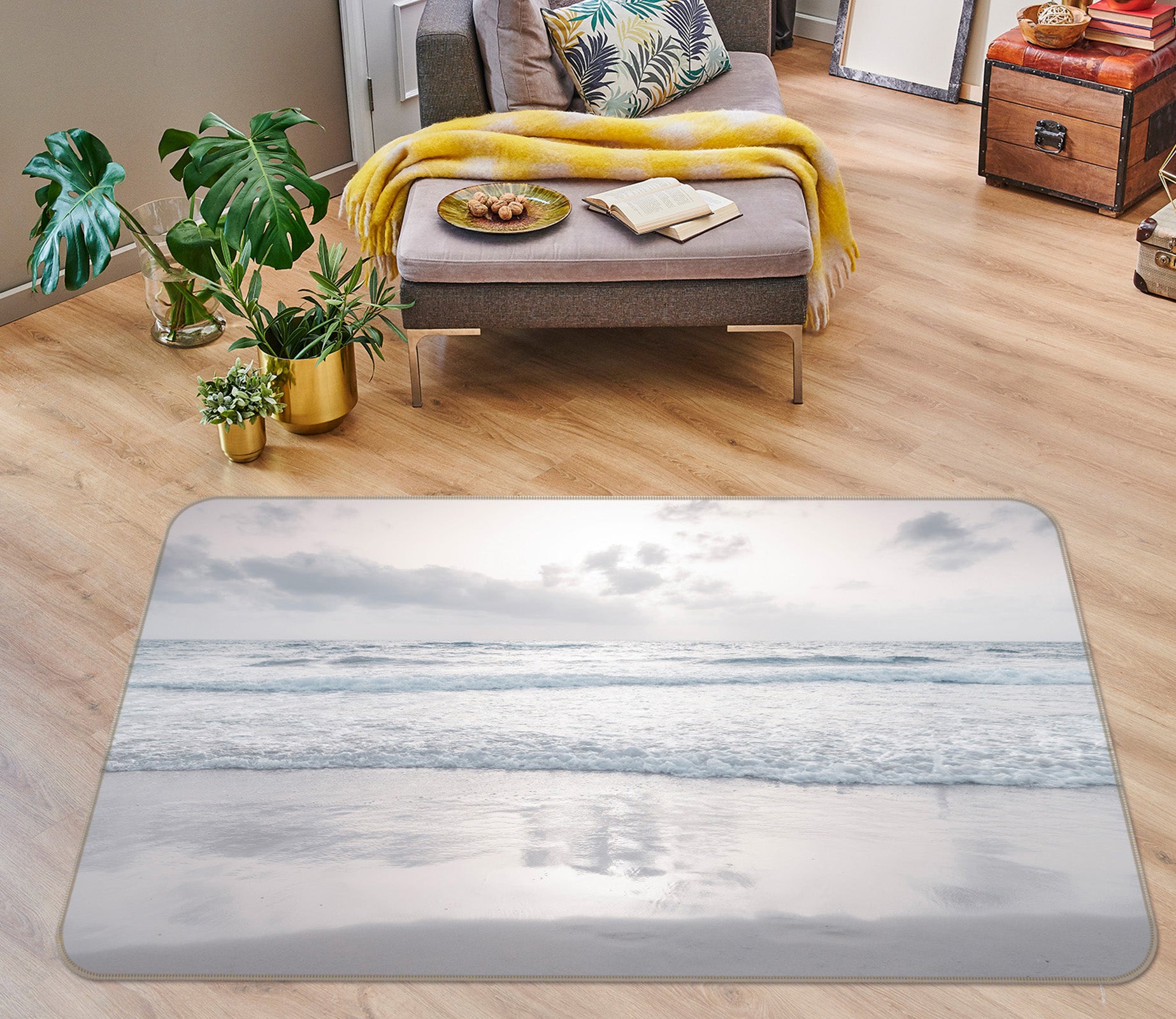 3D White Sea 121 Assaf Frank Rug Non Slip Rug Mat