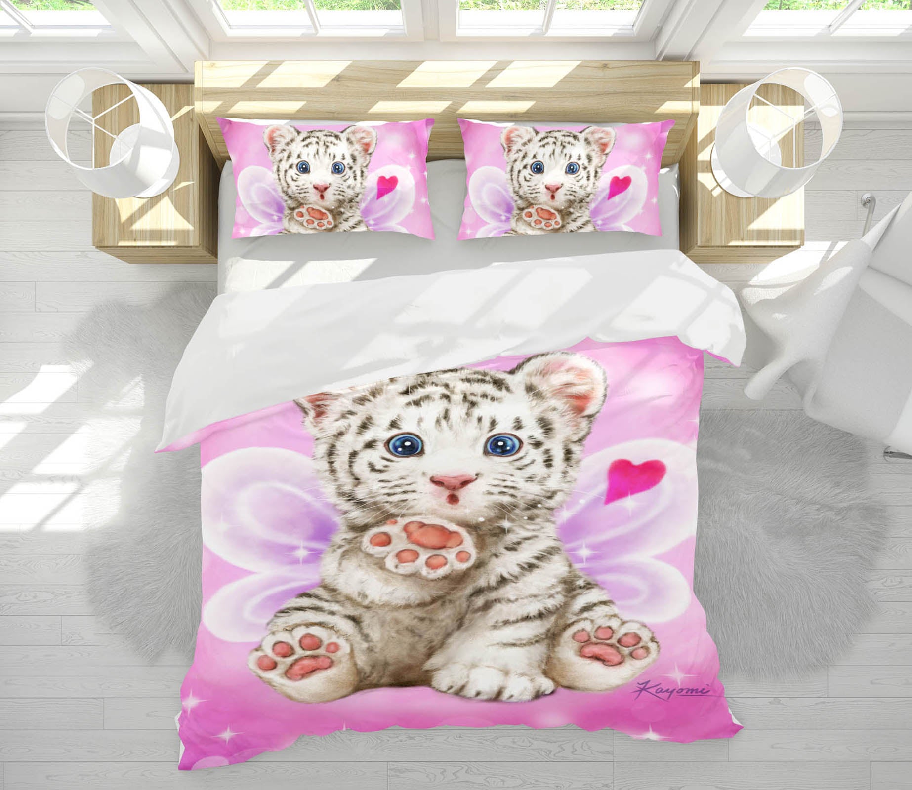 3D Love Wings Tiger 5866 Kayomi Harai Bedding Bed Pillowcases Quilt Cover Duvet Cover