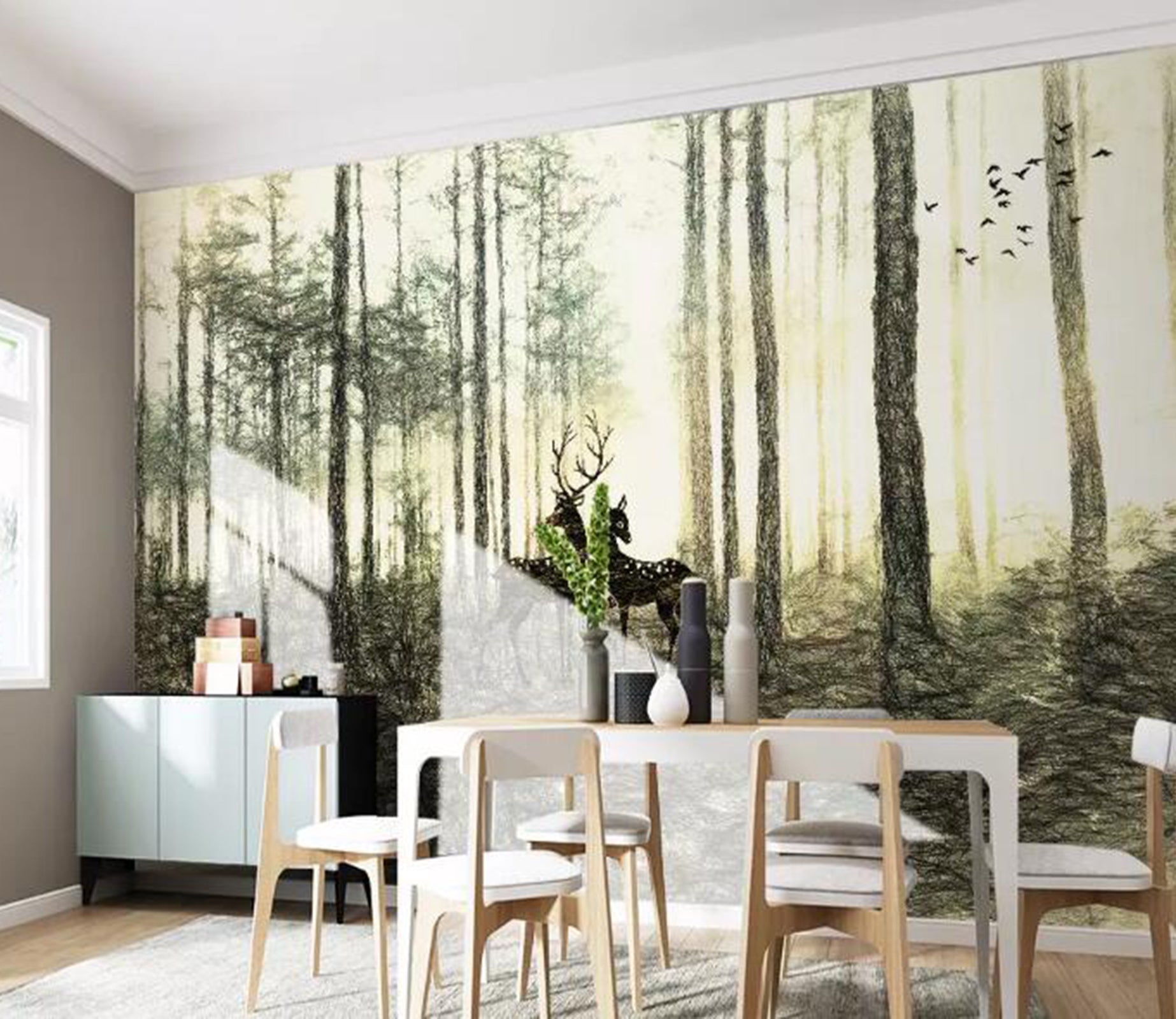 3D Deer Forest WG61 Wall Murals Wallpaper AJ Wallpaper 2 