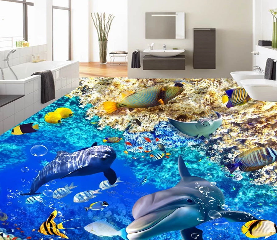 3D Sea Fish 514 Floor Mural  Wallpaper Murals Rug & Mat Print Epoxy waterproof bath floor