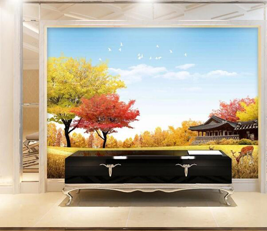 3D Yellow Tree WC359 Wall Murals