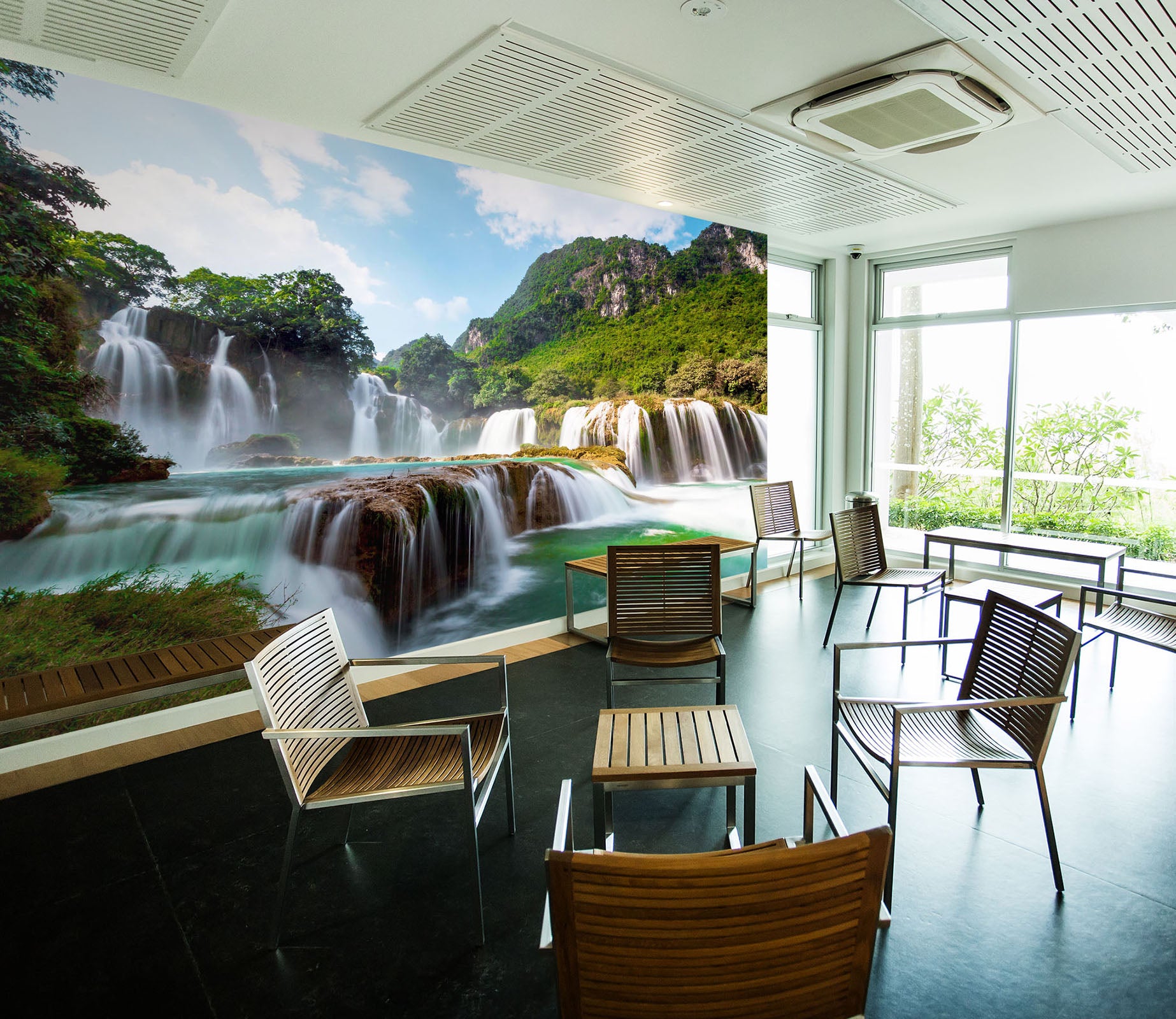 3D Mountain Waterfall 226 Wall Murals