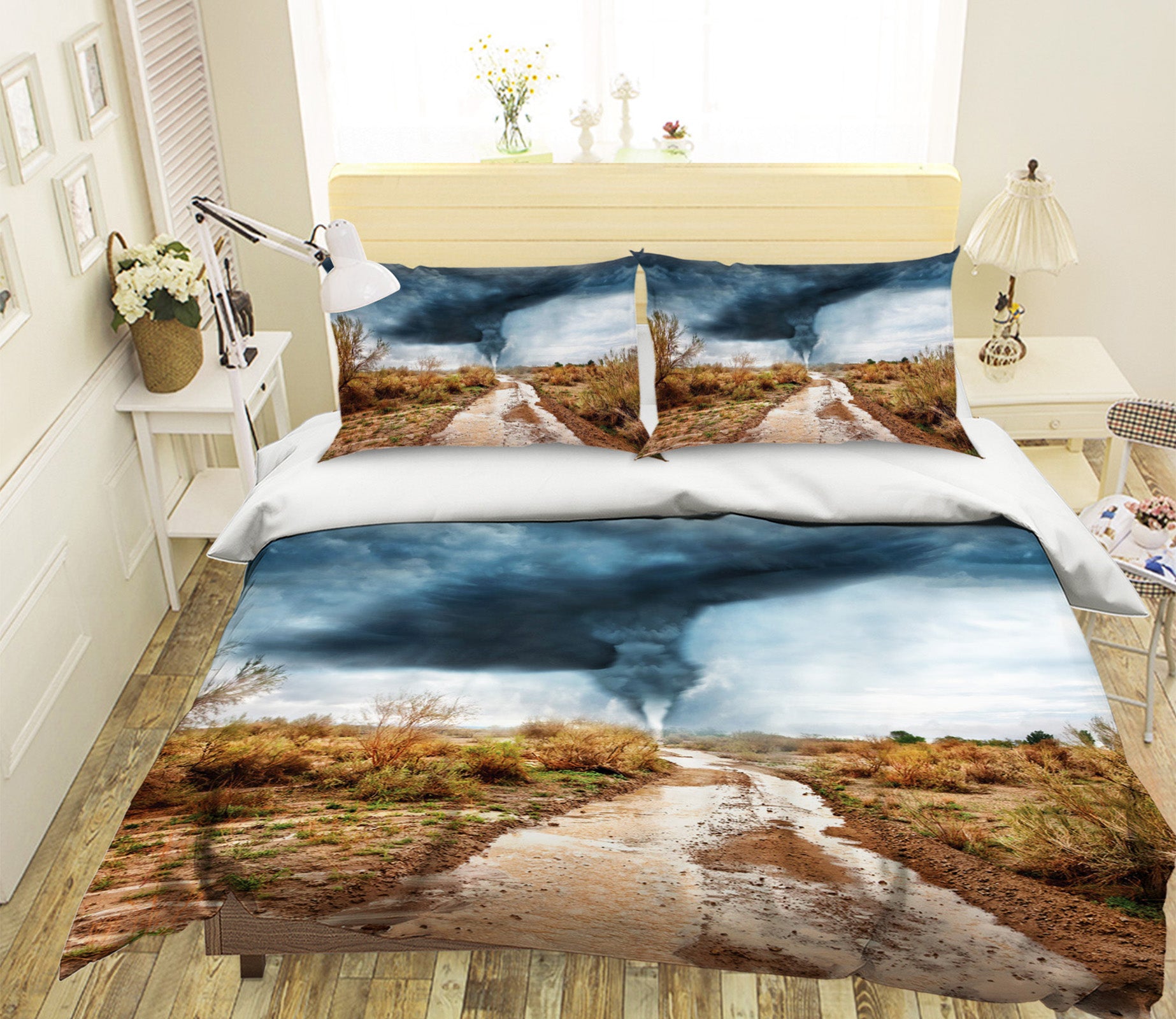 3D Tornado Grassland 068 Bed Pillowcases Quilt