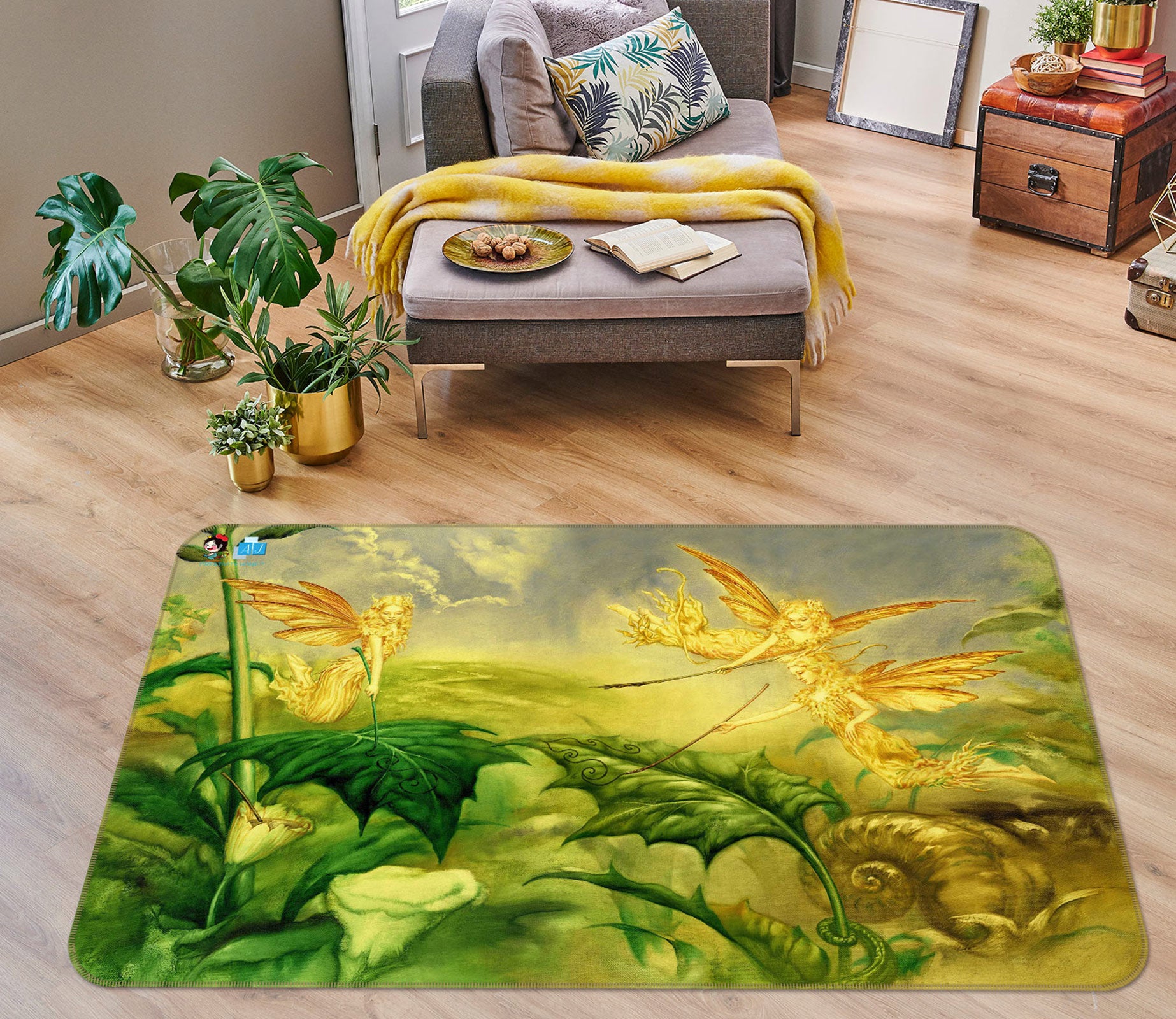 3D Leaf Flower Elf 5167 Ciruelo Rug Non Slip Rug Mat