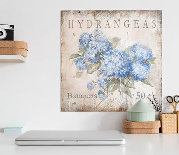 3D Blue Hydrangea 006 Debi Coules Wall Sticker