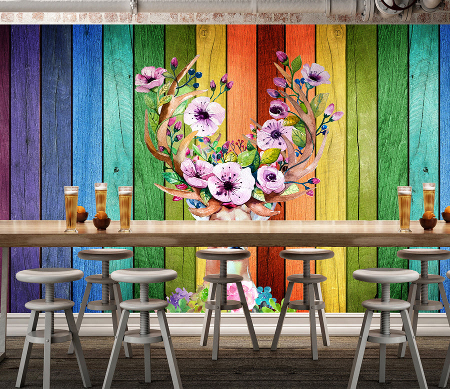 3D Colored Wood WG205 Wall Murals