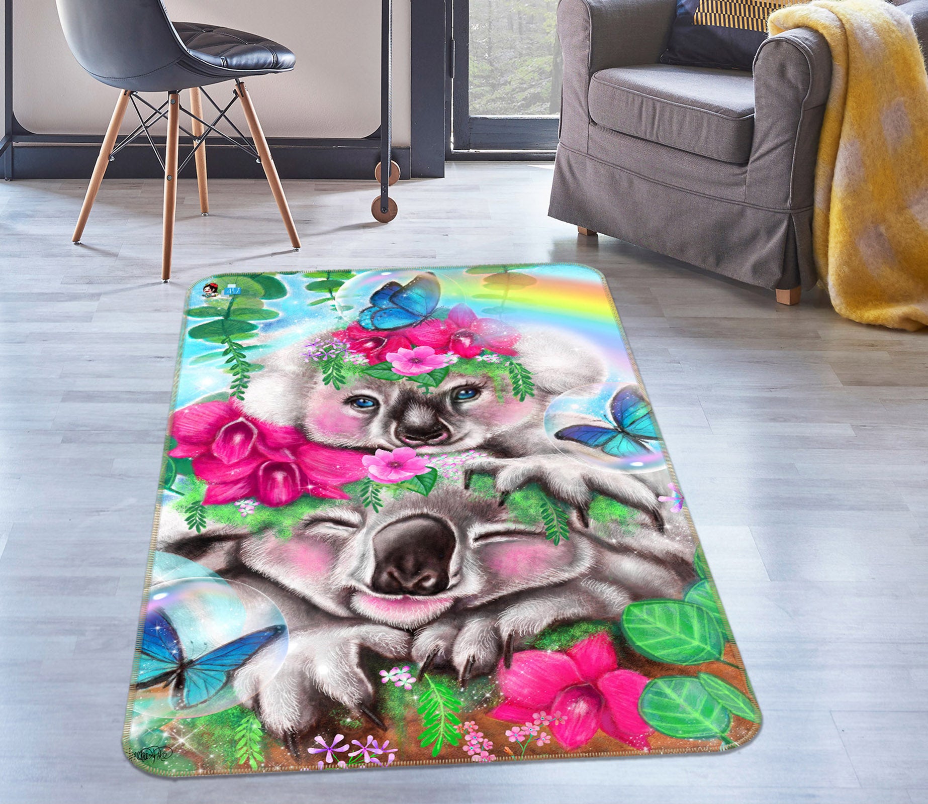 3D Flower Koala 8523 Sheena Pike Rug Non Slip Rug Mat