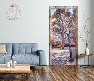 3D Trees Street Light 101158 Assaf Frank Door Mural