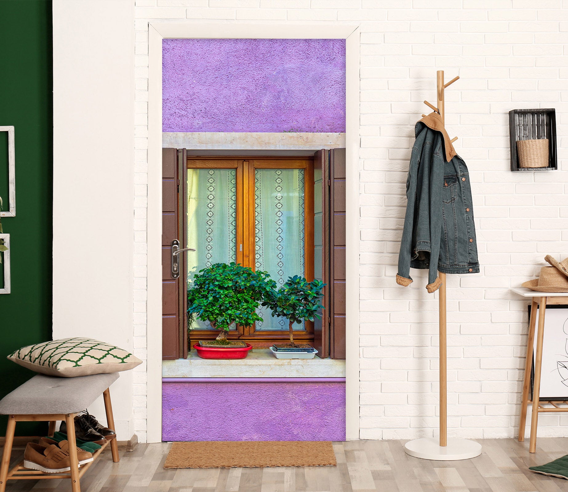 3D Purple Wall Window 12230 Marco Carmassi Door Mural