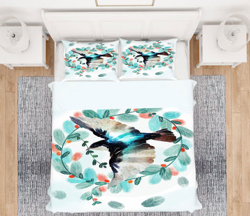 3D Leaf Circle Bird 67065 Bed Pillowcases Quilt