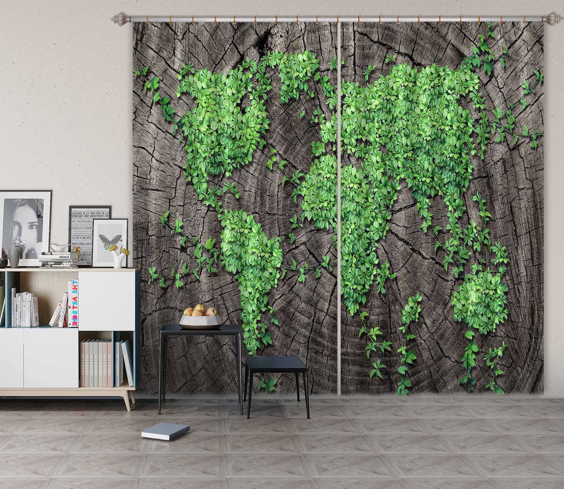 3D Green Forest 719 Curtains Drapes